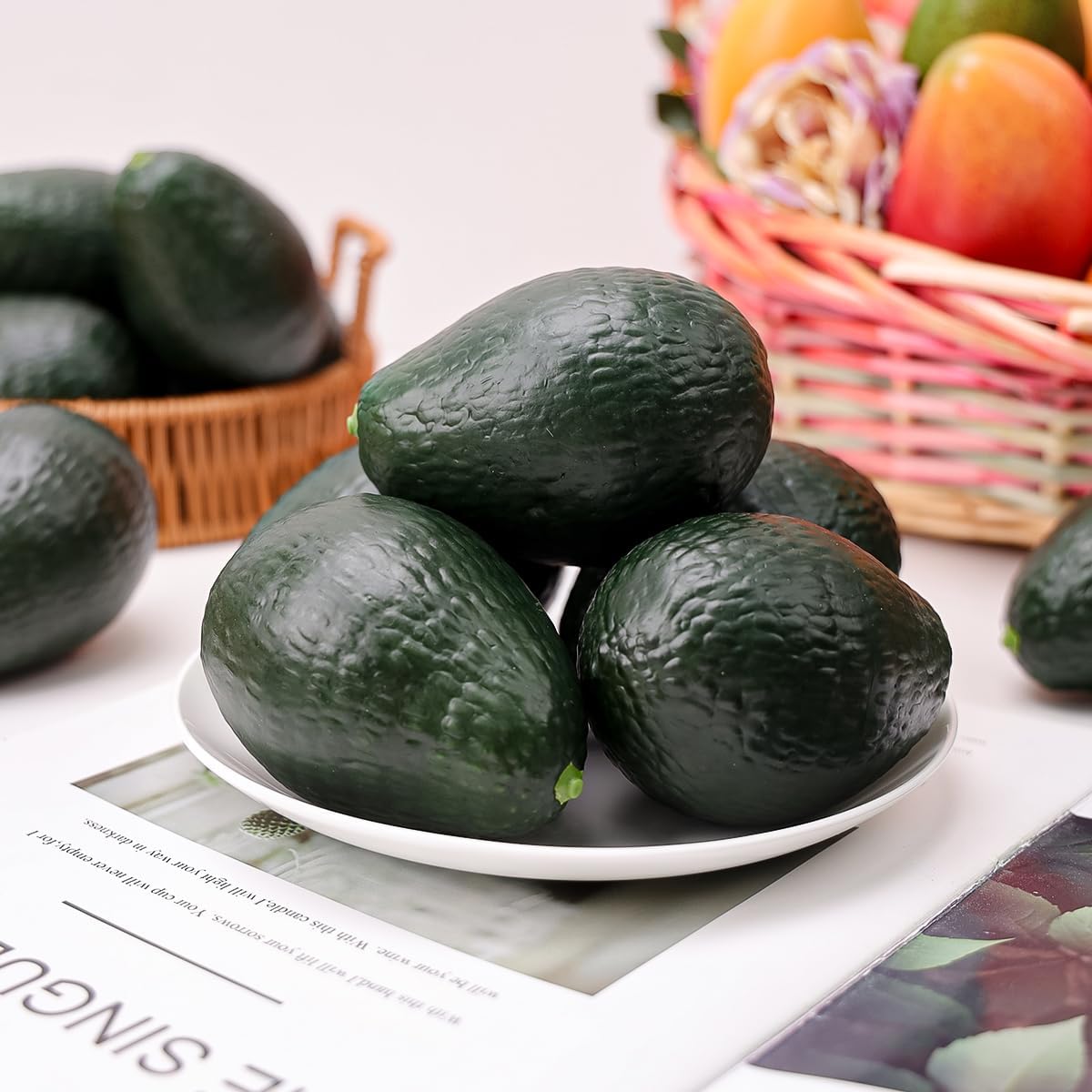 Artificial Lifelike Avocado Decorations - 6pcs Fake Fruit for Home & Party Props