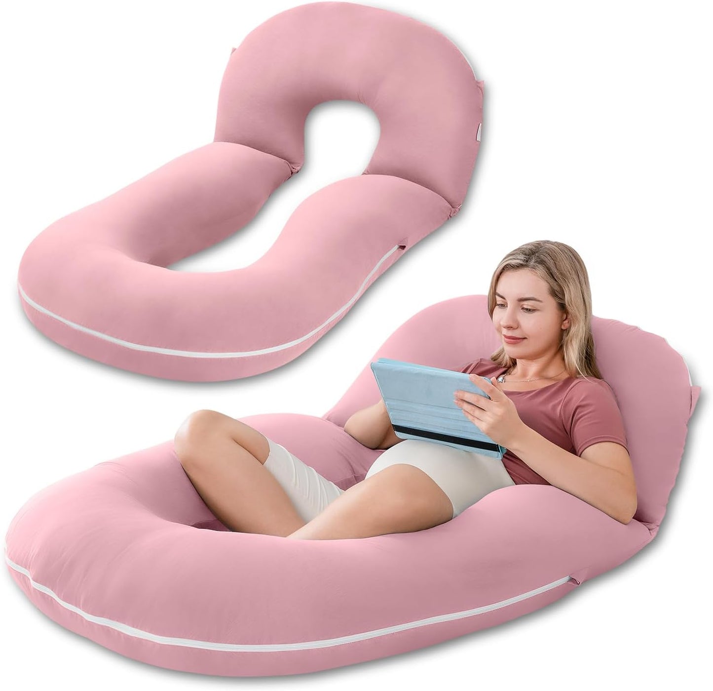 INSEN Pregnancy Pillows, Detachable Body Pillow for Sleeping, Nurse & Relax, Multi-Use Pregnancy Pillows for Pregnant Women, Grey