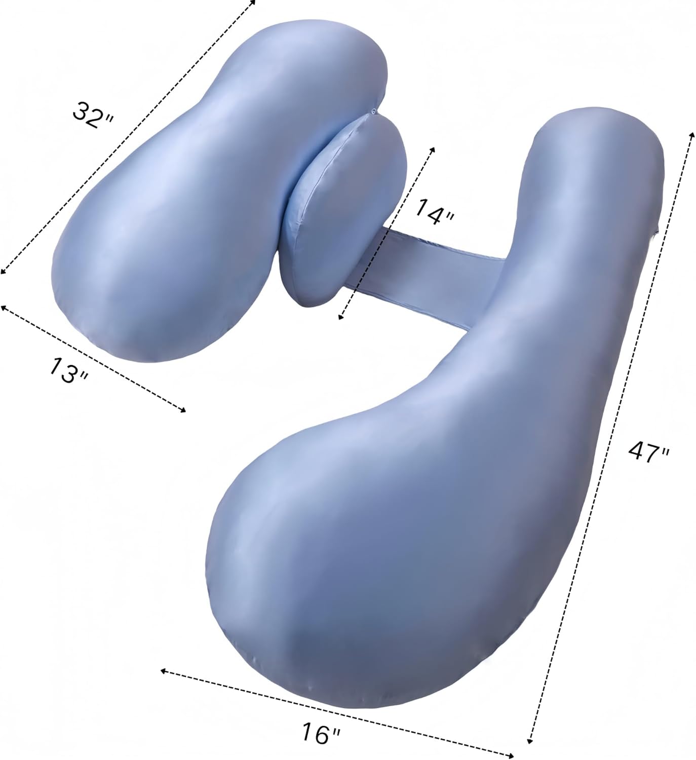 Skiennix Pregnancy Pillow - H-Shaped Adjustable Body Support with Cooling Cover | Ideal for Side Sleepers (Blue)