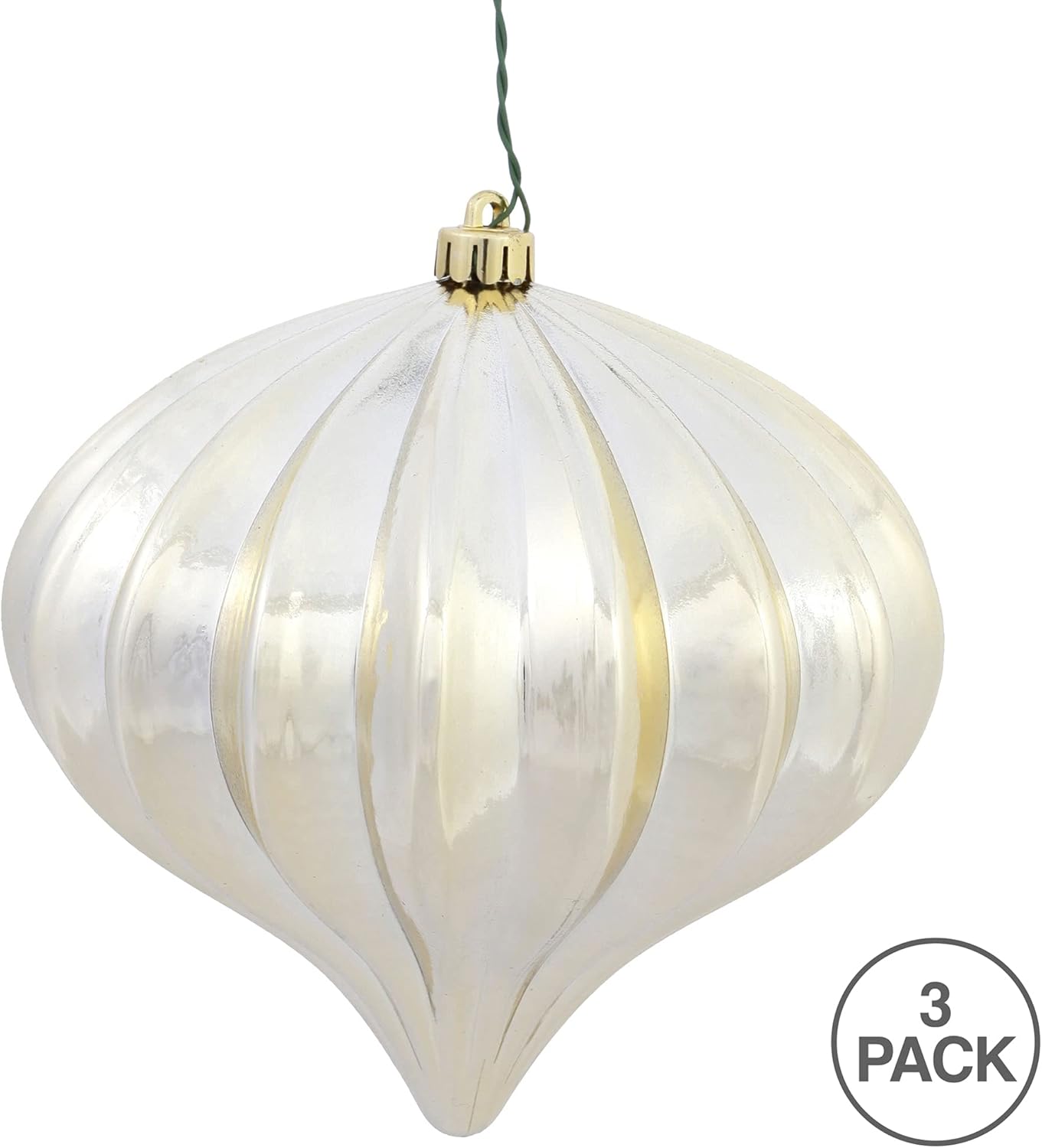 Burnished Orange Matte Onion Christmas Ornaments - UV Treated, Set of 3 by Vickerman