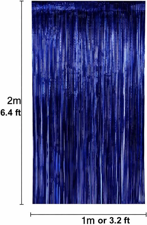Dark Blue Metallic Foil Fringe Curtain Backdrop by [Brand Name] - 3.2ft x 6.4ft Party Decoration for Birthdays, Weddings & More