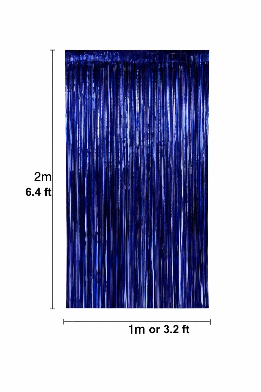2 Pack Dark Blue Metallic Foil Fringe Curtain Backdrop Streamers 3.2ft x 6.4ft. Party Decoration for Birthday, Wedding, New Years Eve, Graduation, Baby Shower