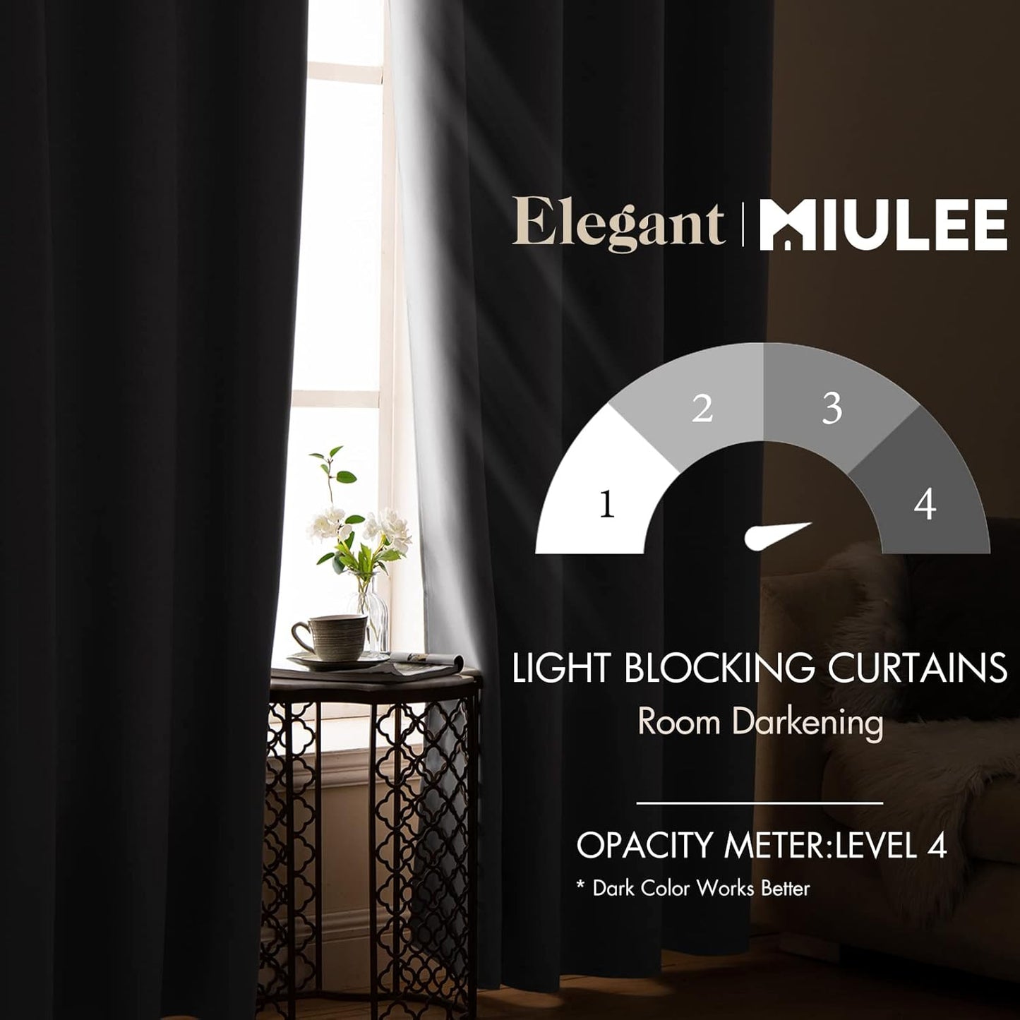 MIULEE Blackout Curtains - 84 Inch Long Thermal Insulated Drapes | Grey Room Darkening Set for Living Room & Bedroom