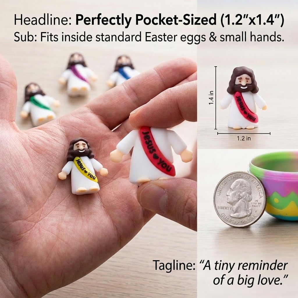 Layofe 100PCS Bulk Mini Jesus Figurines - Tiny Little Small Religious, Easter Egg Stuffers Fillers & Gifts for You Loves ，Jesus Figurines (100)
