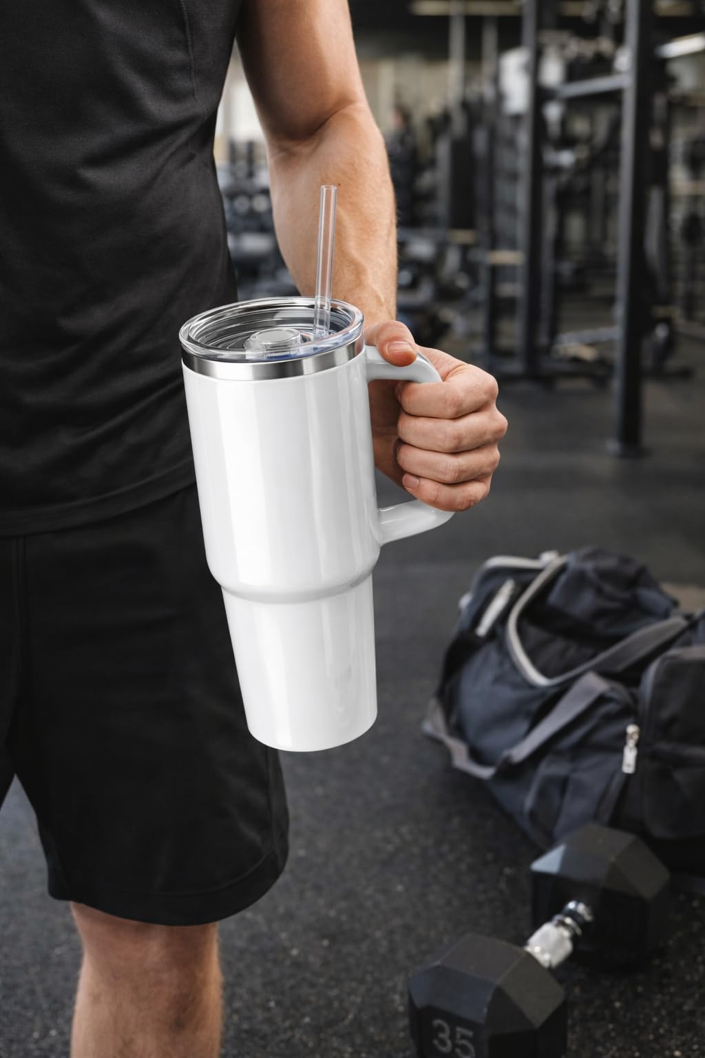 40 oz Stainless Steel Insulated Tumbler With Handle and Straw, Leakproof Lid, Double wall Vacuum Travel Mug, Keeps Drinks Hot and Cold 24h, Large Reusable Water Bottle, Car Cup Holder Friendly.