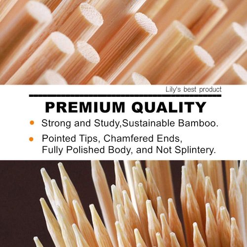 HOPELF 6" Natural Bamboo Skewers - Perfect for BBQ, Appetizers, and Cocktails | Available in Multiple Sizes (100 PCS)