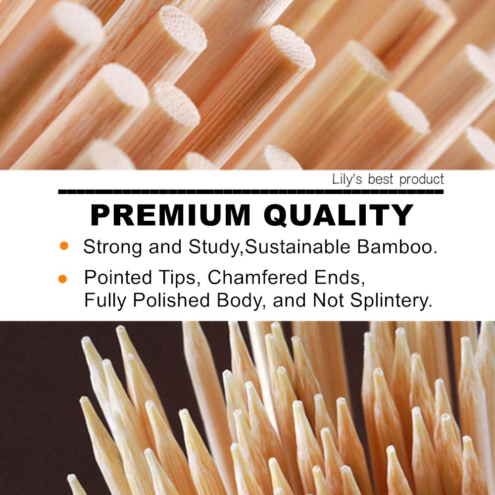 8" Natural Bamboo Skewers for BBQ，Appetiser，Fruit，Cocktail，Kabob，Chocolate Fountain，Grilling，Barbecue，Kitchen，Crafting and Party. Φ=4mm, More Size Choices 6"/10"/12"/14"/16"/17.5"/30"/36"(1000 PCS)