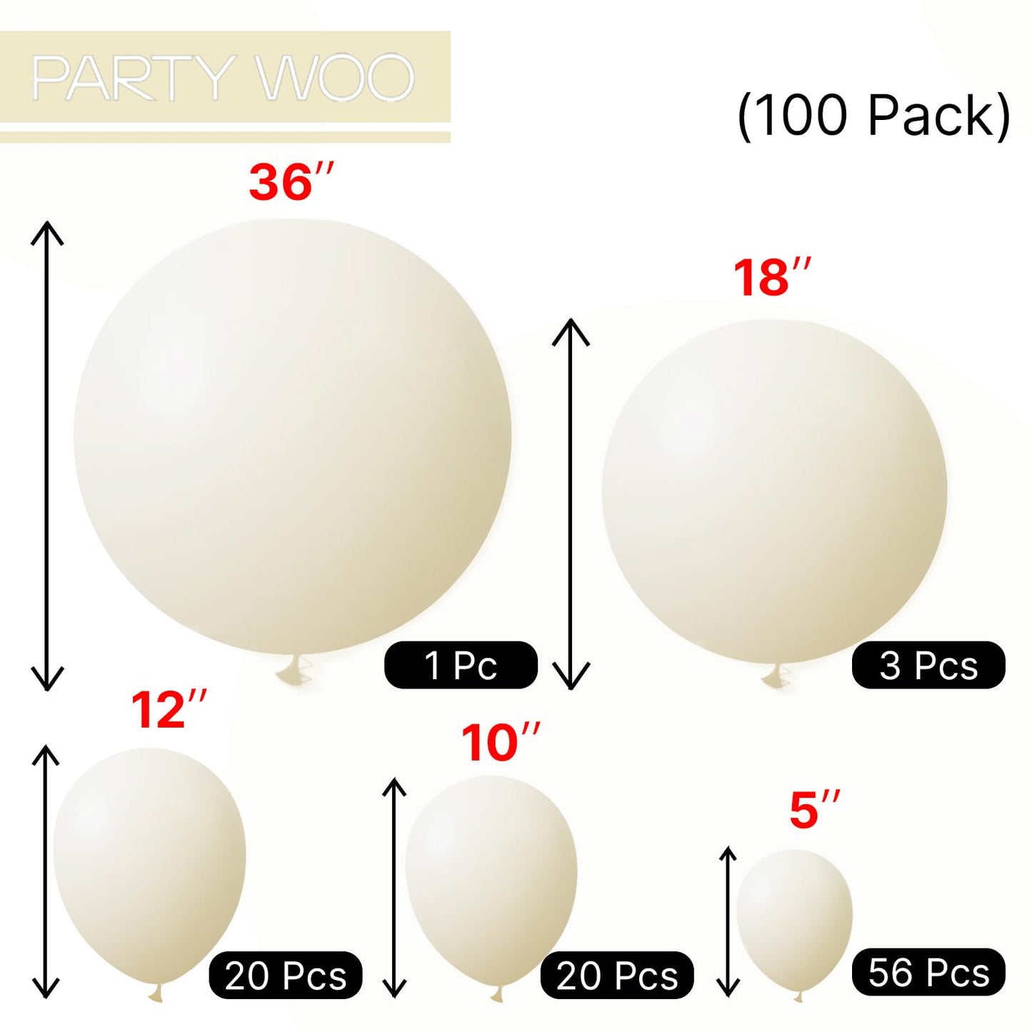 PartyWoo Pastel Yellow Balloons 100 pcs Different Sizes of 36 18 12 10 5 Inch Small Mini Light Pale Yellow Balloon Arch Kit Garland for Baby Shower Easter Birthday Party Decorations Yellow-Q07