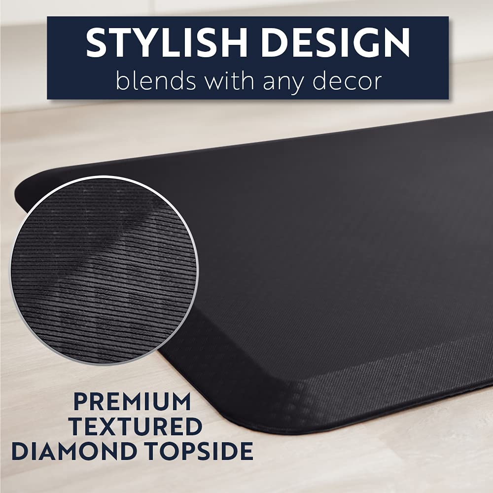 KANGAROO Anti Fatigue Mats for Kitchen Floor, 3/4 Inch Thick Cushioned Ergonomic Mat, Reduce Foot Pressure, Waterproof Comfort Rug for Under Sinks, Office Standing Desk, Store Floors, 20x32 Black
