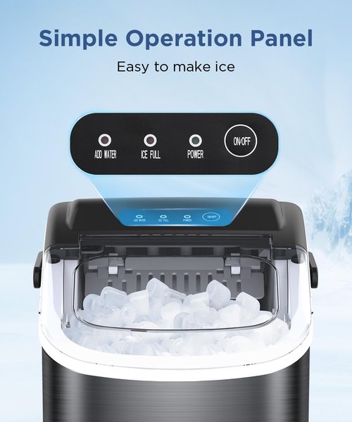 COWSAR Portable Ice Maker - Self-Cleaning Countertop Machine | 26.5lbs Daily, 9 Bullet Ice Cubes in 6 Mins