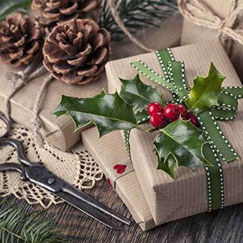 Shappy 400 Pieces Elliptical Artificial Holly Berries on Wire for Christmas Decoration and Floral Arrangement (Red and Gold)