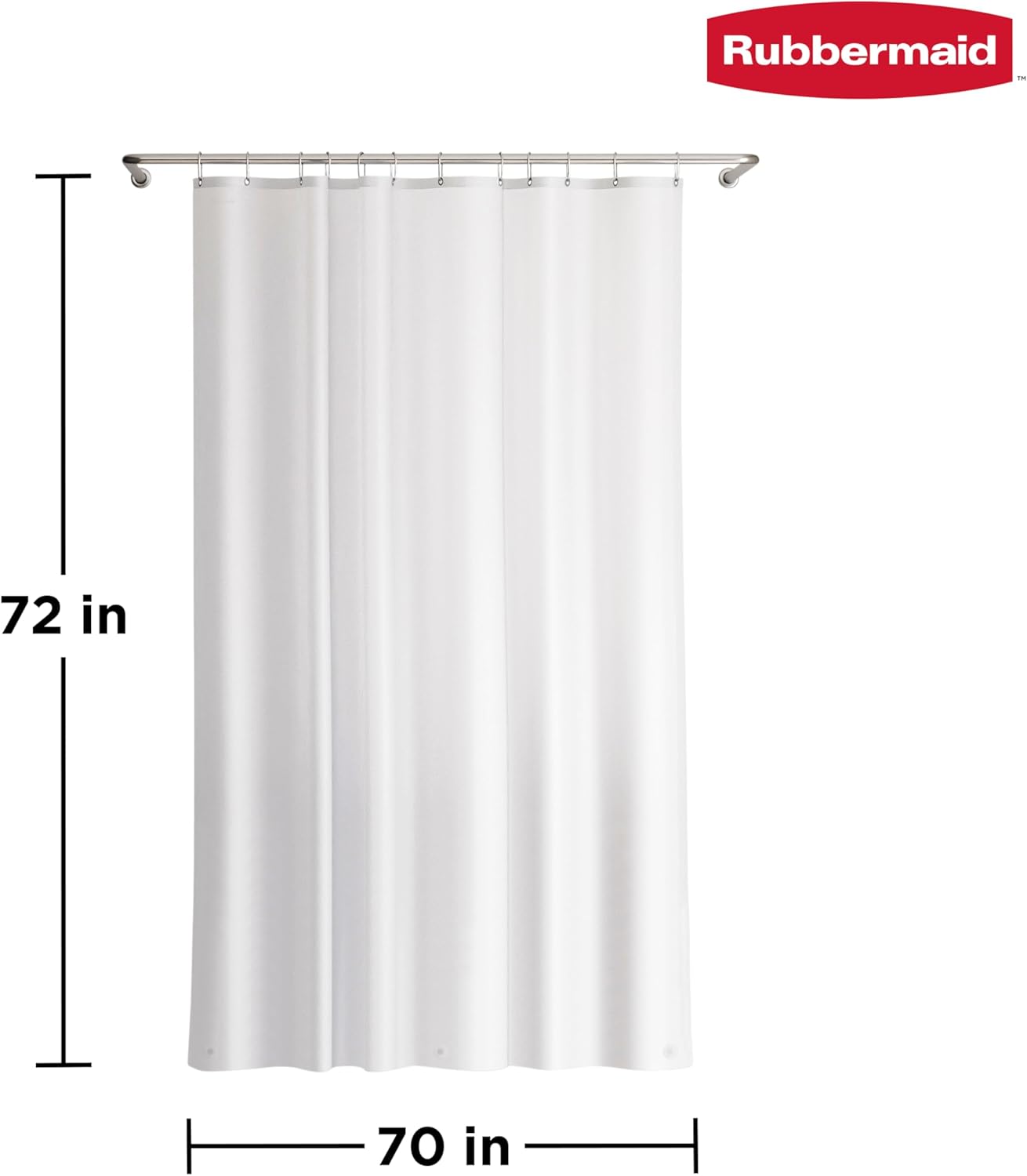 Rubbermaid Waterproof Heavyweight PEVA Shower Curtain Liner - Charcoal Gray, 70x72 Inches