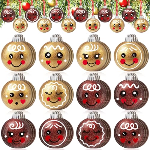 Wonderjune 36 Pcs Christmas Gingerbread Wooden Ornaments for Tree Decorations