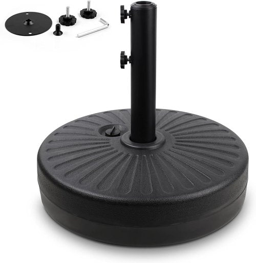 Heavy Duty Umbrella Base Stand by [Brand Name] - Steel Holder, Fillable with Water/Sand, 50lbs Capacity, 20inch | Black