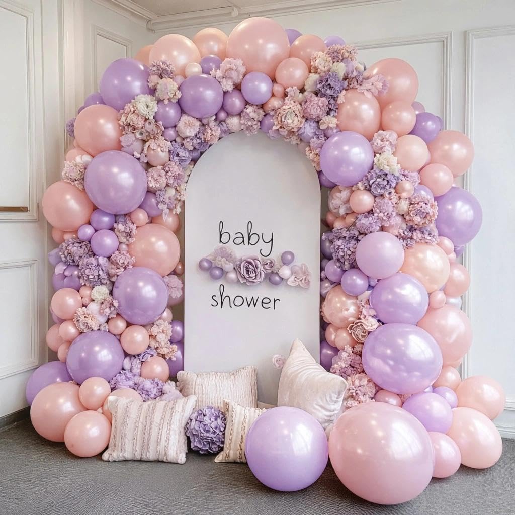 Skiennix Pearl Purple Balloons - Double Stuffed Light Lavender & Lilac for Birthday & Baby Shower Decor | 18/12/5in Sizes