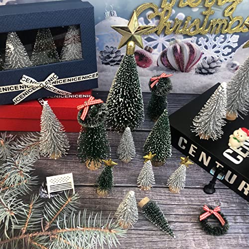 NotiGat Mixed Color Mini Bottle Brush Christmas Trees - 36pcs Tree Village Set