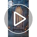 Outdoor Halloween Ghost Swing with String Lights - 5 ft Spooky Yard Decor