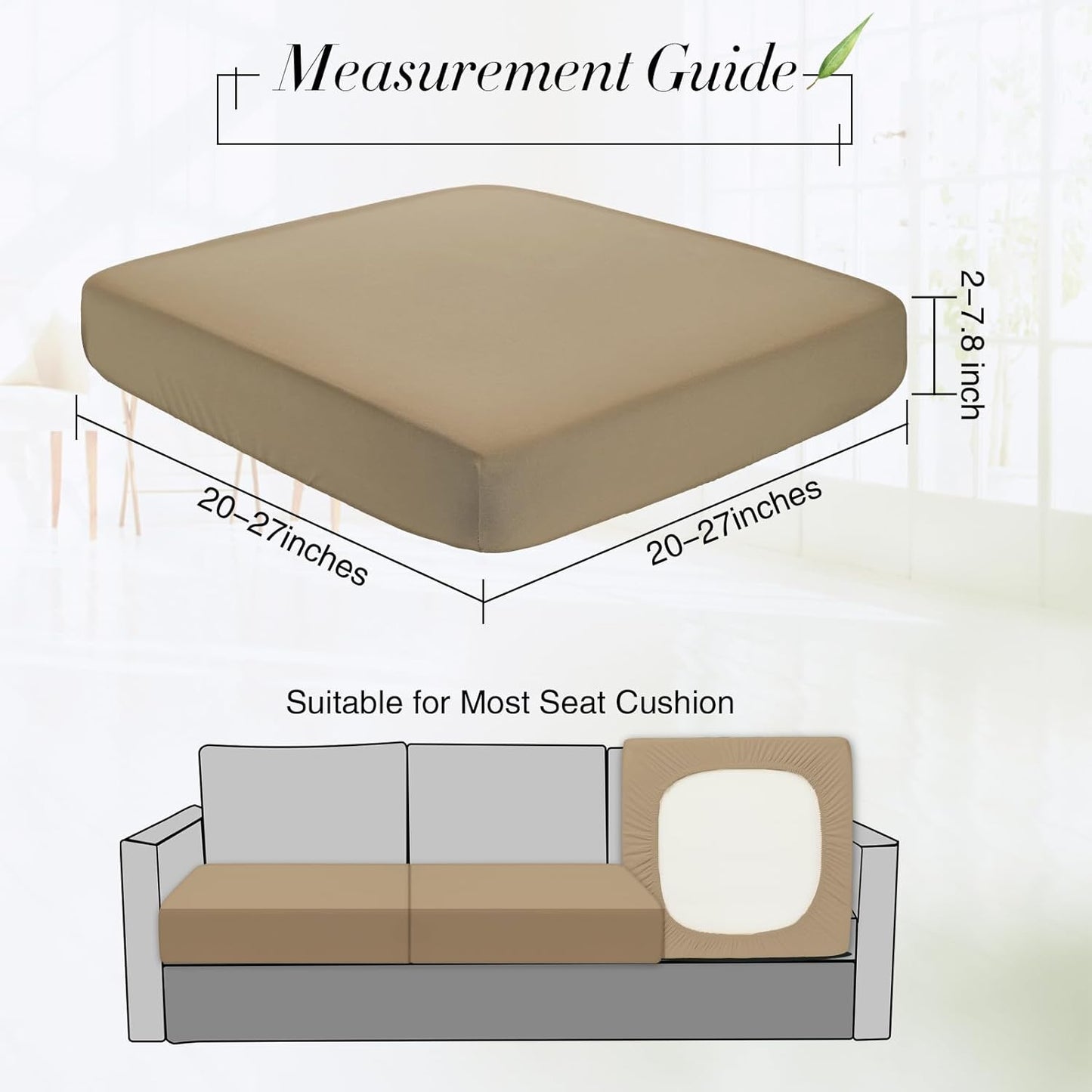 Newwiee Stretch Patio Cushion Covers - Set of 4 Washable Furniture Protectors for Pets | Sand Color