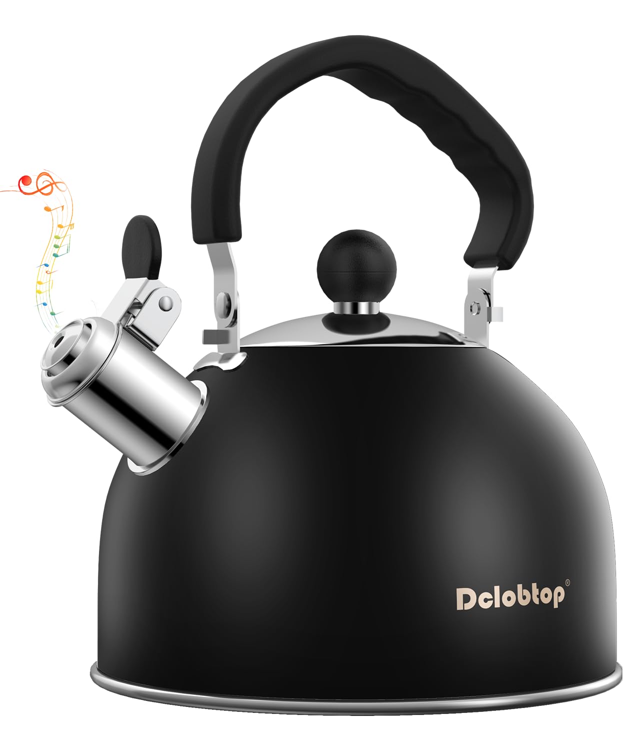 Premium Stainless Steel Tea Kettle for Stove Top - 2 Quart Classic Stovetop Teapot, Loud Whistle Kettle with Ergonomic Handle - Ideal for Hot Water & Tea,Coffee & Kitchen Decor(black)