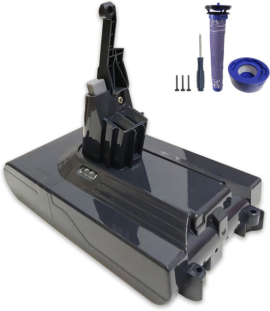 V8 Absolute | 7.0Ah Upgraded Battery Replacement for V8 Cordless Vacuum - Includes 2 Filters & 3 Screws