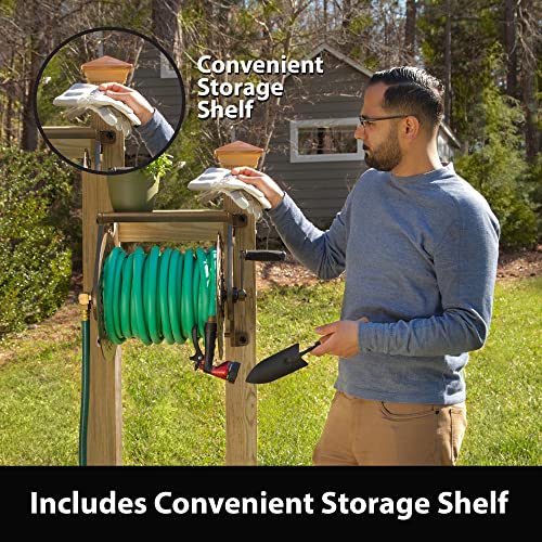 Decorative Cast Aluminum Wall Mount Garden Hose Reel - Holds 125 Feet, No Guide, Bronze Finish