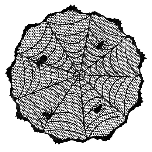 40-Inch Black Lace Spiderweb Tablecloth – Round Halloween Table Topper
