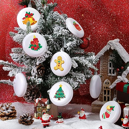Patelai 60 Pieces Plastic Disc Ornaments Flat Matte White - 3.15in Christmas Decor