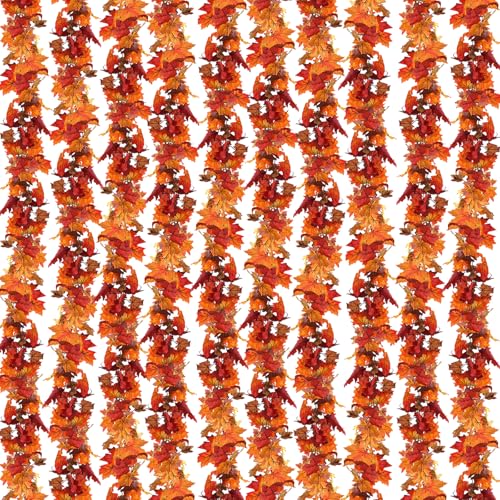 40 Pack Fall Leaf Garland - 236Ft Autumn Maple Leaves Decor for Home & Weddings