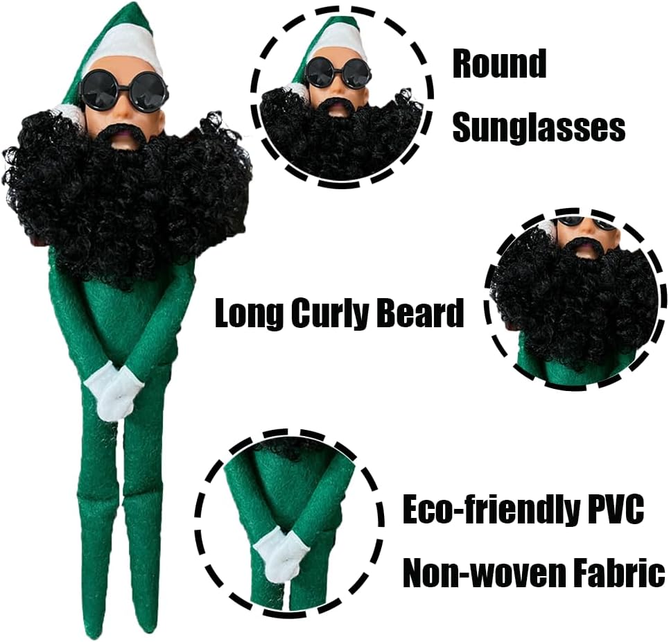 Skiennix Christmas Elf Doll Plush Toy - Funny Handmade Elf with Sunglasses for Holiday Gifts | Green