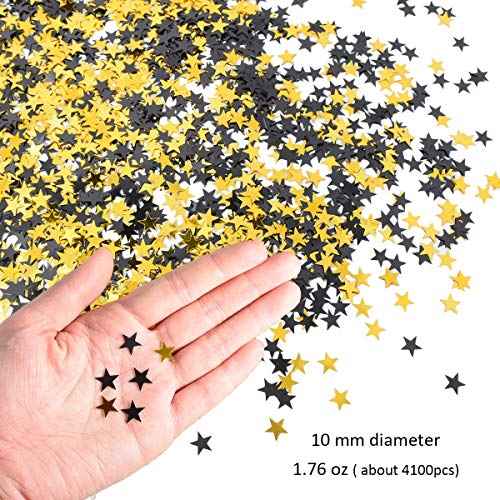 Star Confetti Shiny Black and Gold Table Confetti for Retirement Party Graduation Decorations Anniversary DIY Crafts 50g (About 4100 Pcs)