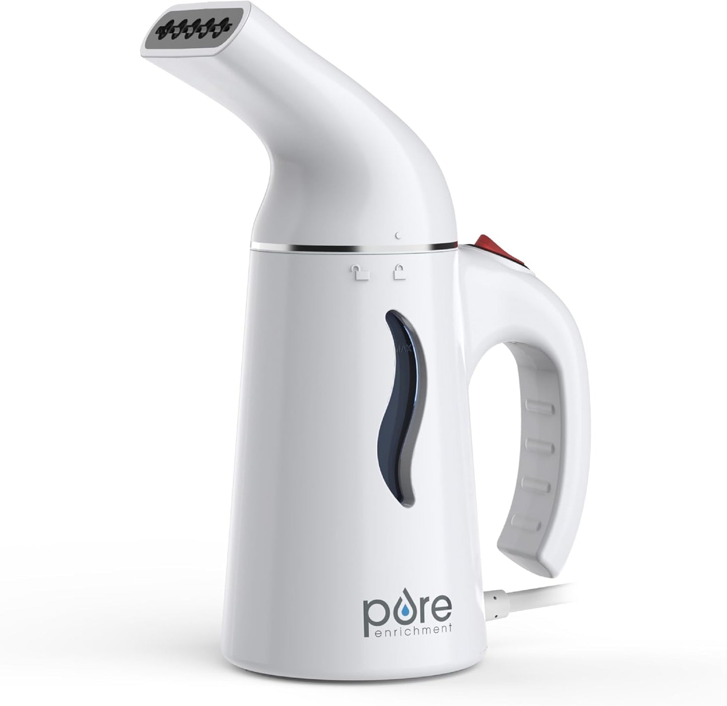 Pure Enrichment Portable Fabric Steamer - Fast-Heating Handheld Travel Garment Steamer | Safe on All Fabrics, Lightweight, Auto Shut-Off (White)