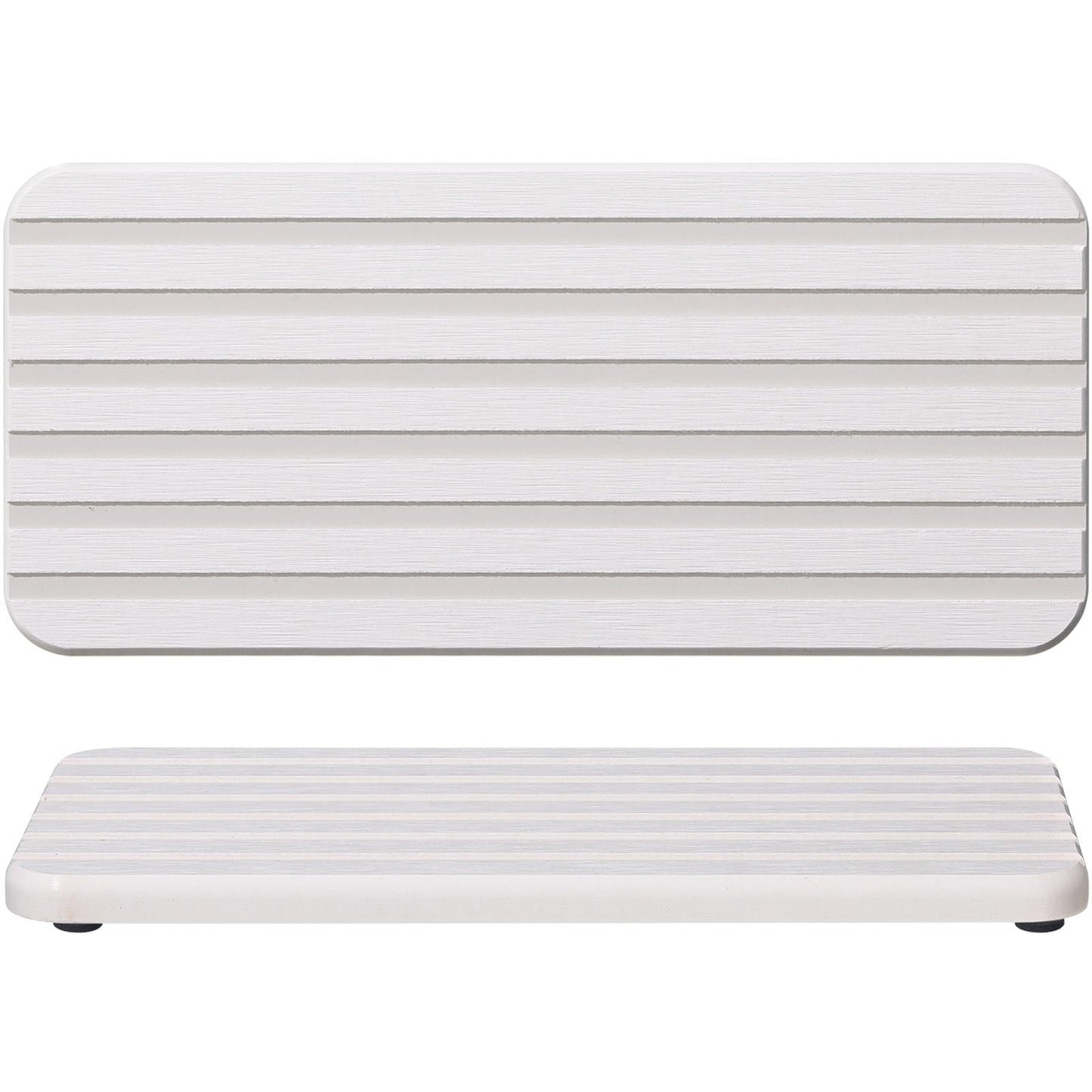 Photect 2Pcs Water Absorbent Diatomite Coasters 8.6x4'' Diatomaceous Earth Drying Ma, Grooved Design Water Absorbing Stone for Home Bathroom Decoration Home Warming Gift (White)