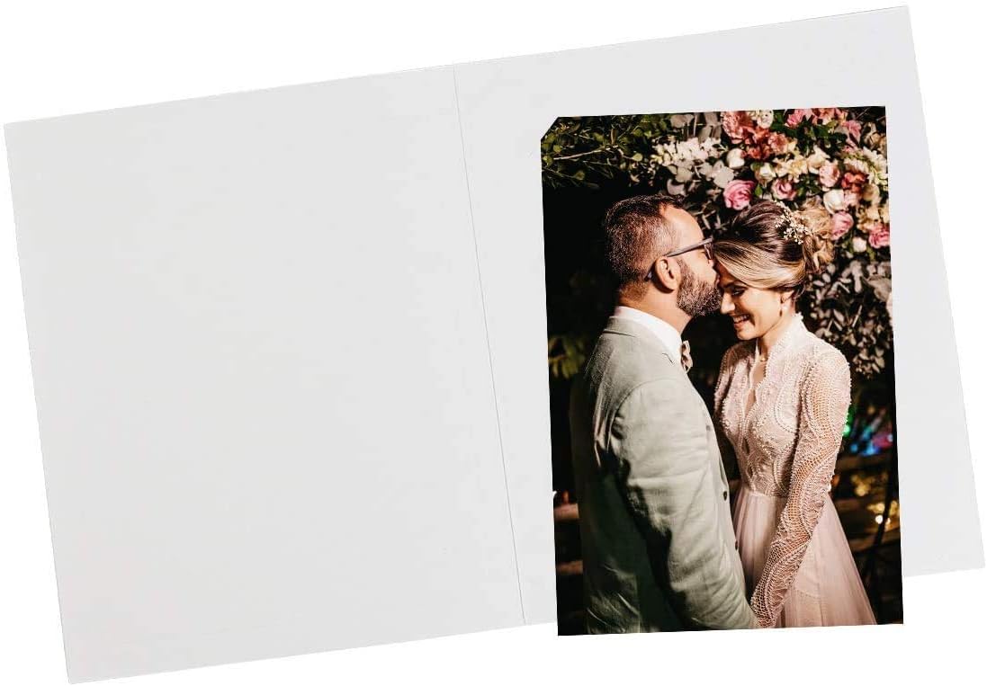 Golden State Art, Pack of 100, 6x8 or 8x10 Photo Folders, Cardboard Picture Frame, Paper Frame Cards, Greetings/Invitation Special Events: Graduation, Christmas, Wedding(Ivory)