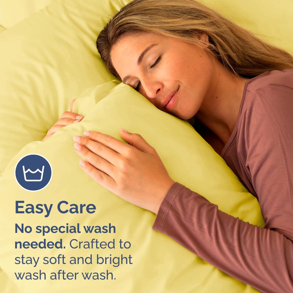 King Standard Pillow Cases - Soft Hotel Quality Covers for Comfy Bedding | Set of 4 - Yellow