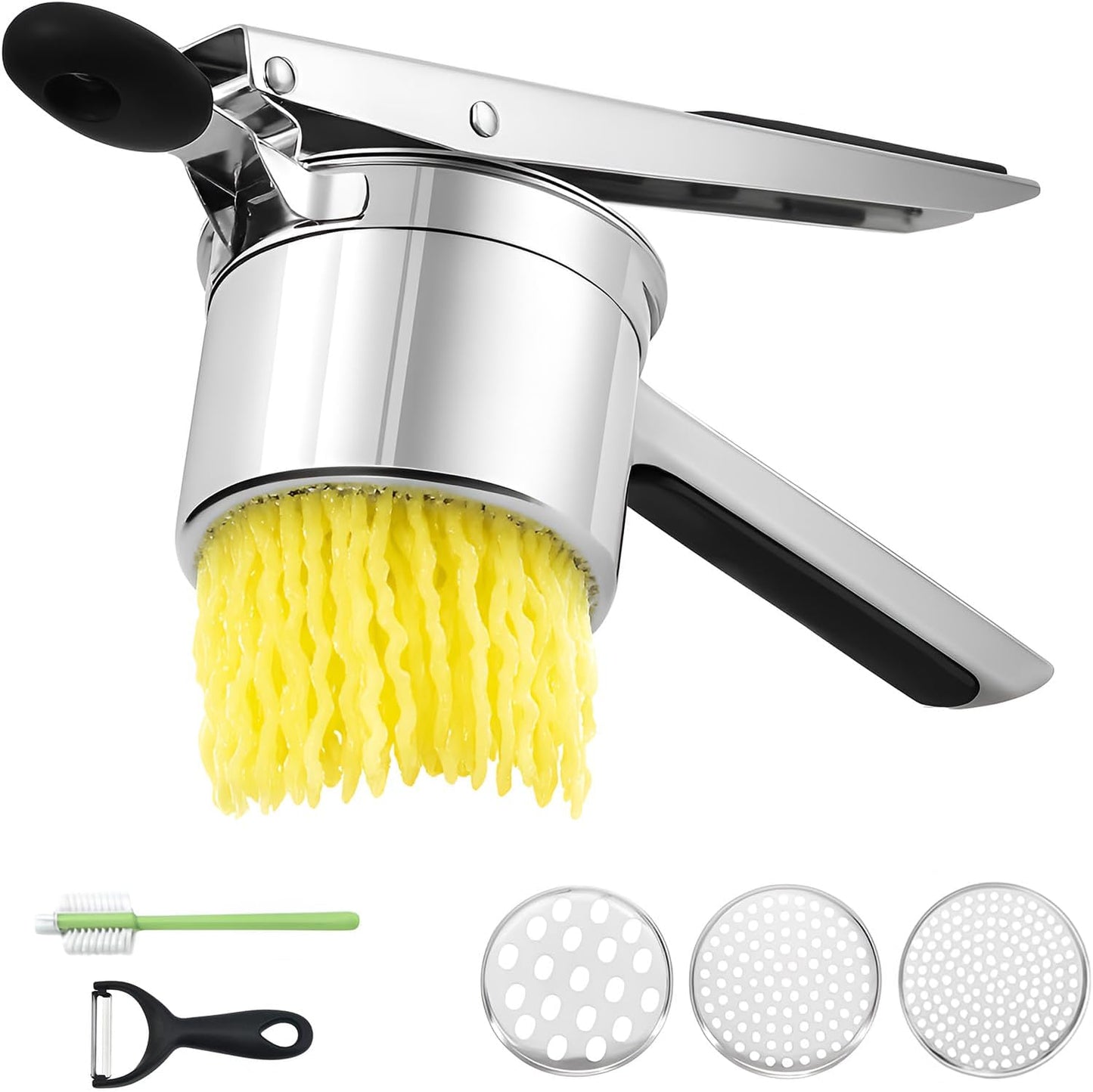 Stainless Steel Potato Ricer by [Brand Name] - Heavy Duty Masher with 3 Interchangeable Discs | Perfect for Mashed Potatoes & Spaetzle