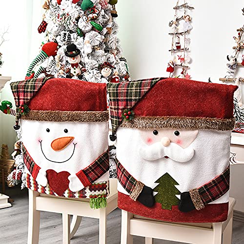 6 Pcs Christmas Chair Back Covers Set – Santa, Snowman & Reindeer Slipcovers