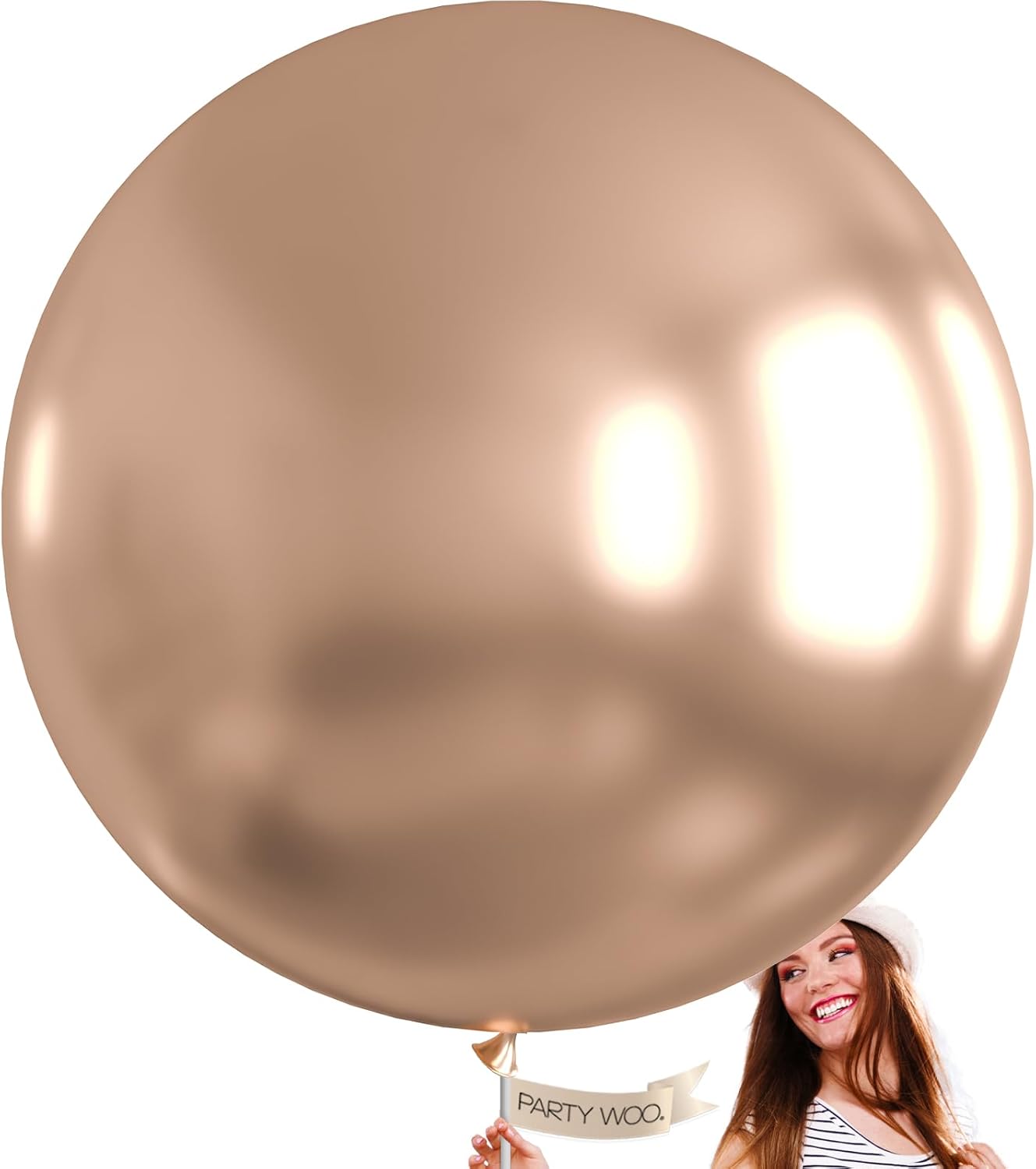 PartyWoo Metallic Rose Gold Balloons - 36 Inch Chrome Champagne Gold Latex | 4pcs for Weddings & Celebrations