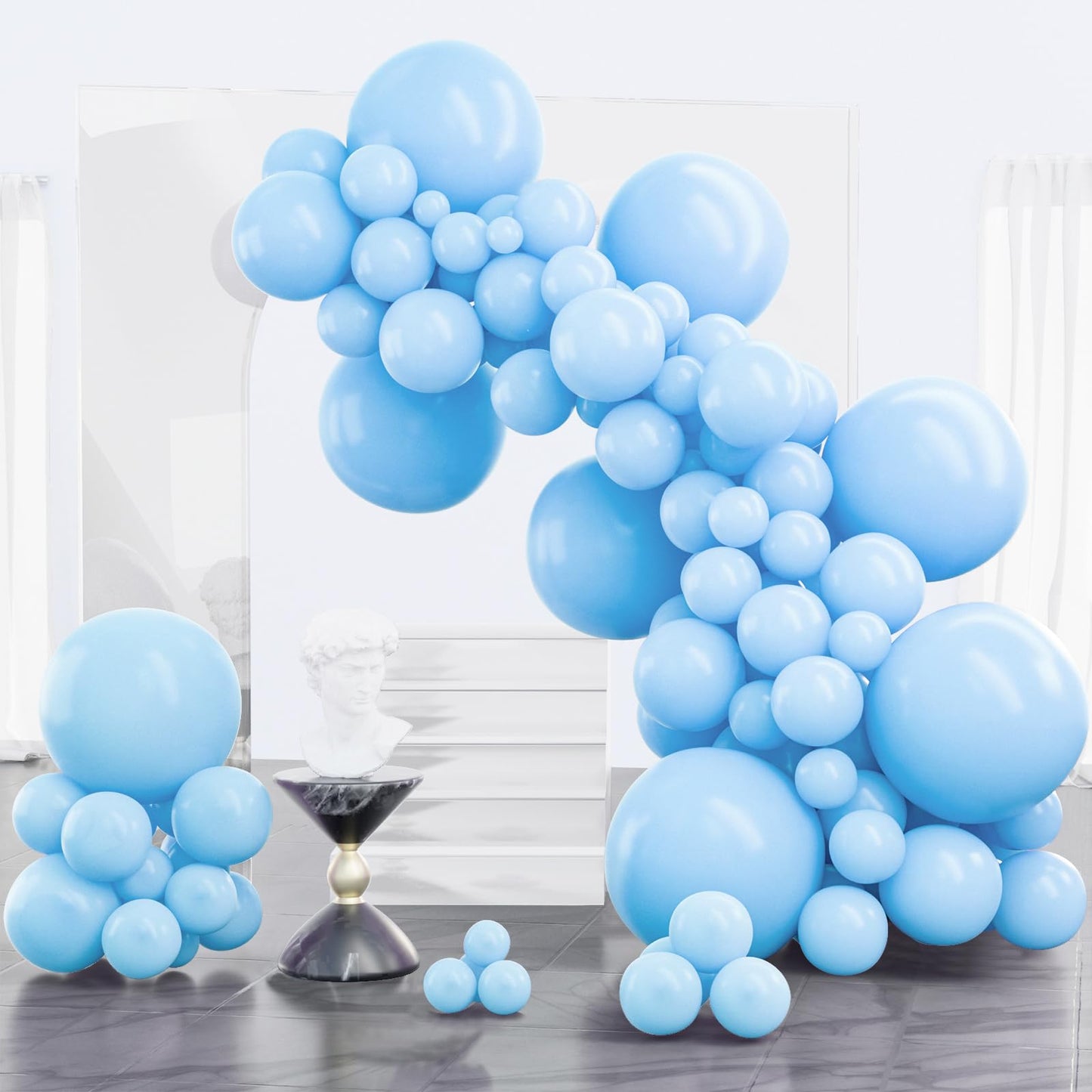PartyWoo Light Blue Balloons 100pcs Different Sizes of 18 12 10 5 Inch Baby Pastel Sky Aqua Blue Balloon Arch Kit Garland for Birthday Gender Reveal Baby Shower Graduation Party Decorations Blue-Y4