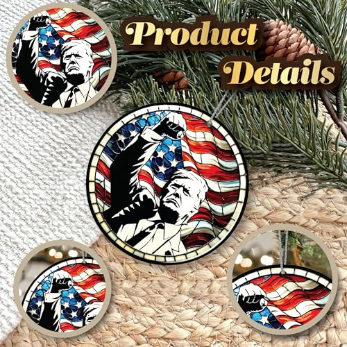 Patriotic Fist Christmas Ornament ? Stained Glass American Flag Design | Republican Holiday Decoration, Conservative Gag Gift, Political Tree Keepsake, Funny Stocking Stuffer