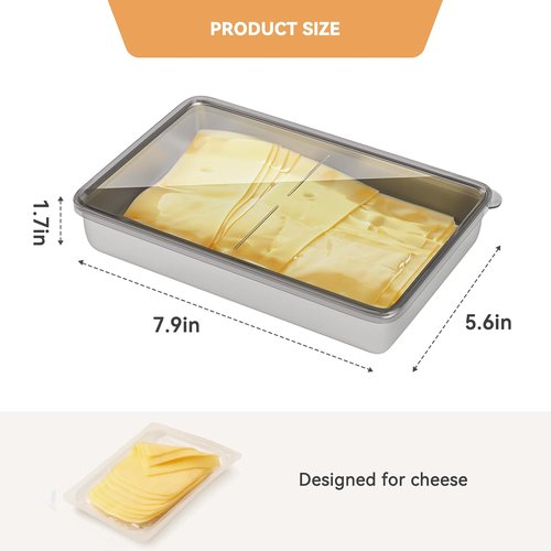 Freshmage Cheese Container - Stainless Steel Airtight Deli Meat Storage for Refrigerator | Dishwasher Safe