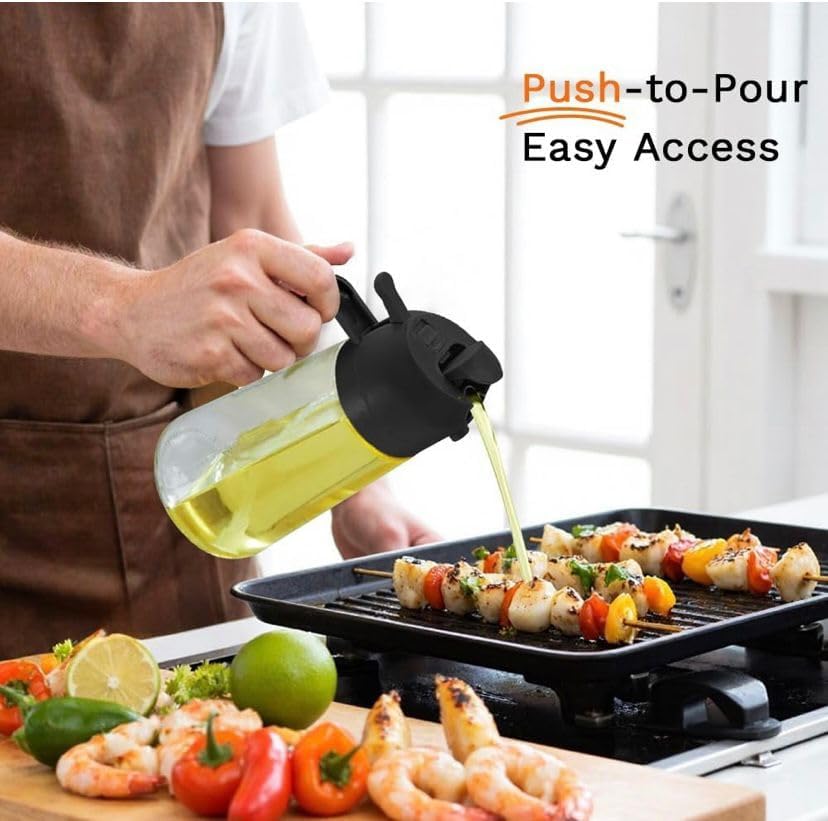 Skiennix Glass Olive Oil Spray Bottle - 470ml Leak-Proof Mister for Air Fryer, Salad, Baking & BBQ