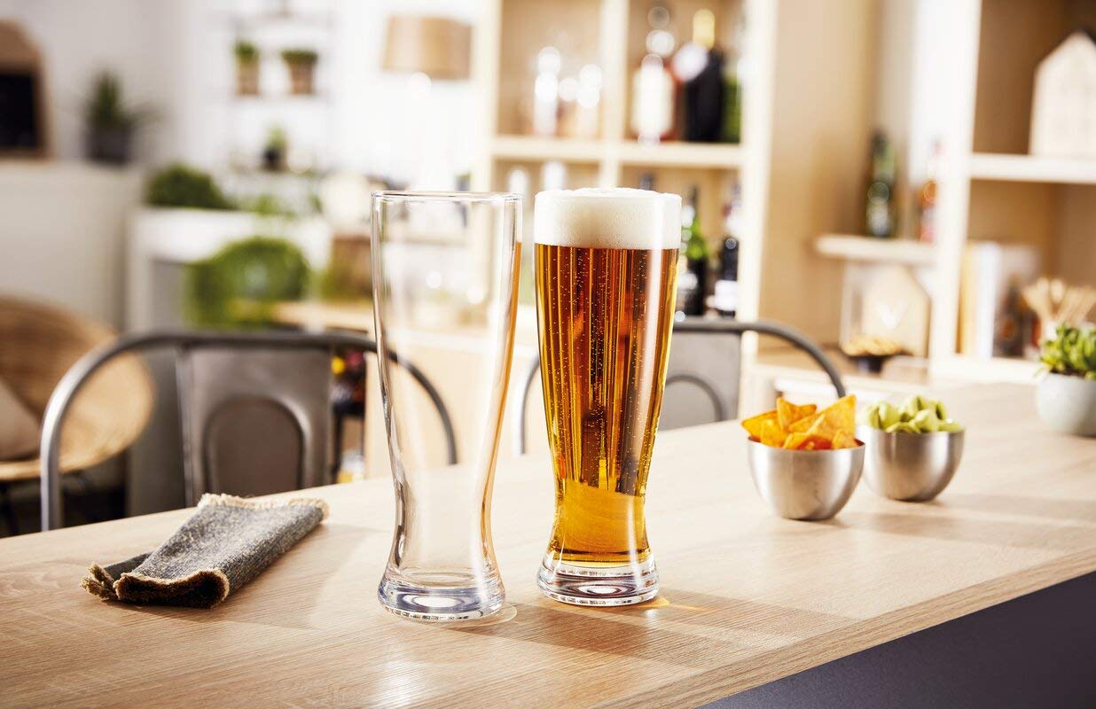AMZ Empire 16 oz Pilsner Beer Glasses Set of 4, Classic Drinking Beer Glass, Premium Strong and Sturdy Glassware with Coasters