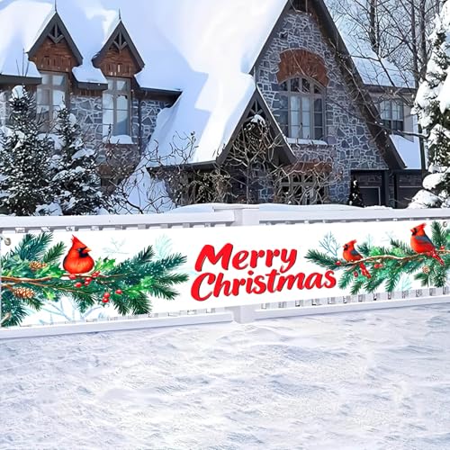 HOMETITUTE Merry Christmas Banner Cardinal Pine Decor 118 x 20 Inch - variation #9