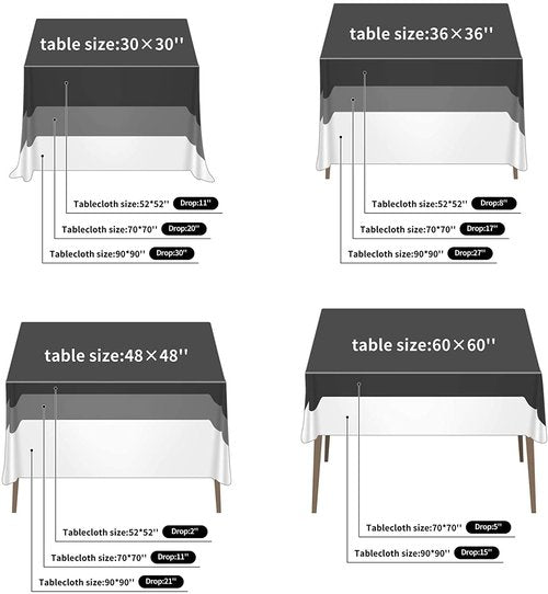 Fokitut 2 Pack Waterproof Square Tablecloth, 52x52 Inch, Stain Resistant and Wrinkle Polyester Table Cloth, Fabric Table Cover for Kitchen Dining, Wedding, Party, Holiday Dinner-White