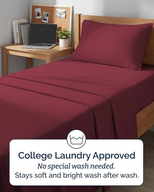 Comfy Twin XL 3-Piece Sheet Set - Breathable Cooling Bed Sheets | Hotel Luxury Bedding - Deep Pockets, Soft, Wrinkle-Free - Oeko-Tex Certified - Burgundy
