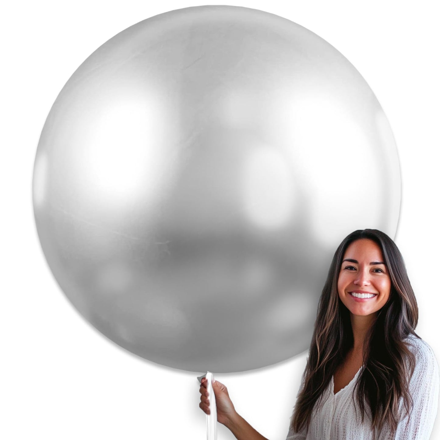 PartyWoo Metallic Silver Balloons 4pcs 36 Inch Large Big Jumbo Giant Silver Chrome Balloons for Graduation Wedding Baby Shower Bachelorette Anniversary Birthday Party Decorations Silver-G102