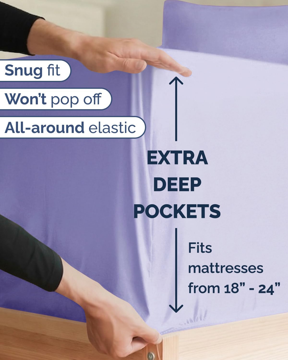 Skiennix Extra Deep Twin XL Sheet Set | 4-Piece Breathable Cooling Bedding - Soft, Wrinkle-Free Lavender