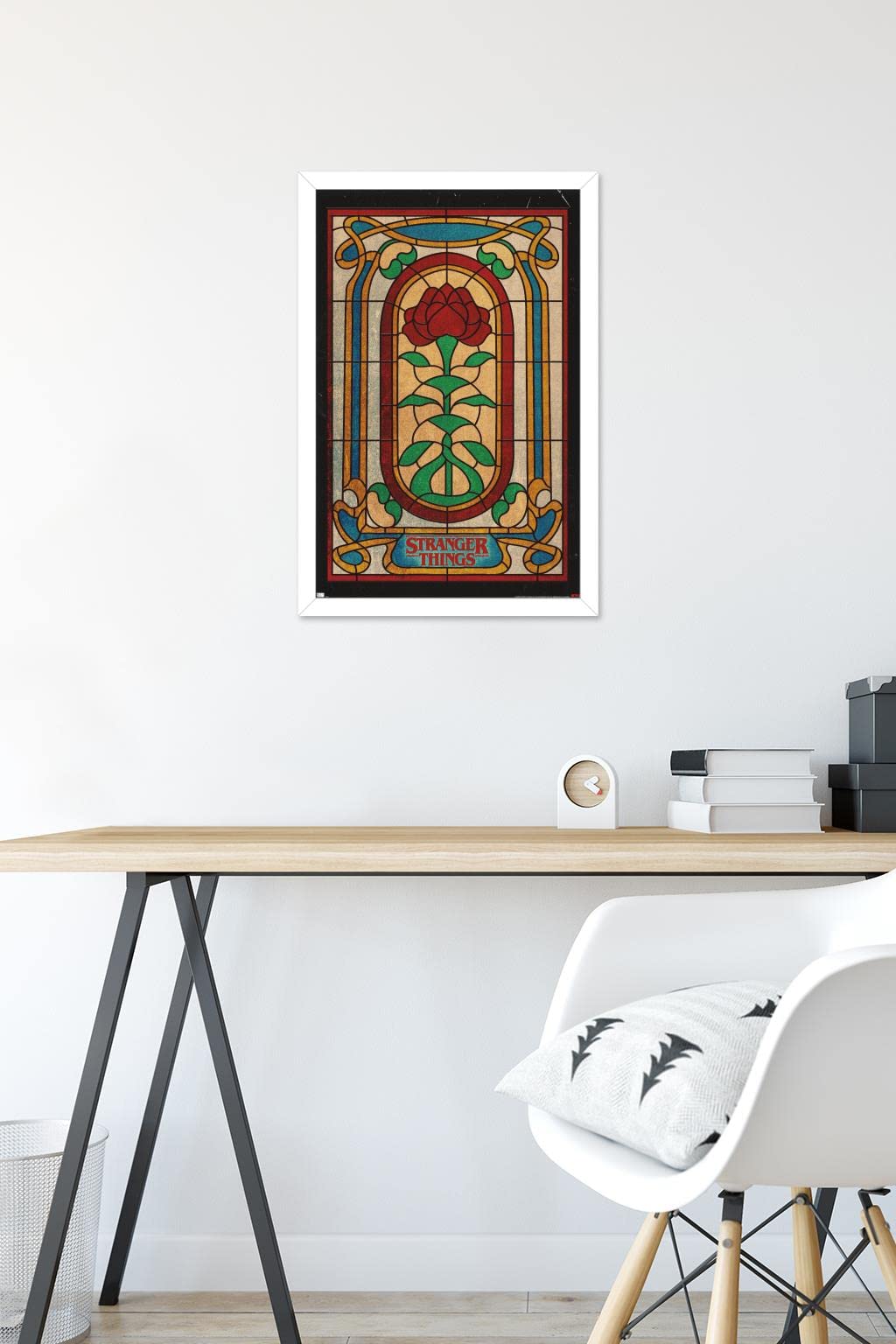 Trends International Netflix Stranger Things: Season 4 - Stained Glass Wall Poster, 14.72" x 22.37", White Framed Version