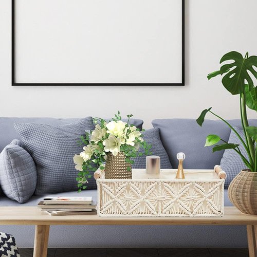 HOSROOME Macrame Storage Baskets - Boho Decorative Organizers for Home Decor | Set of 2