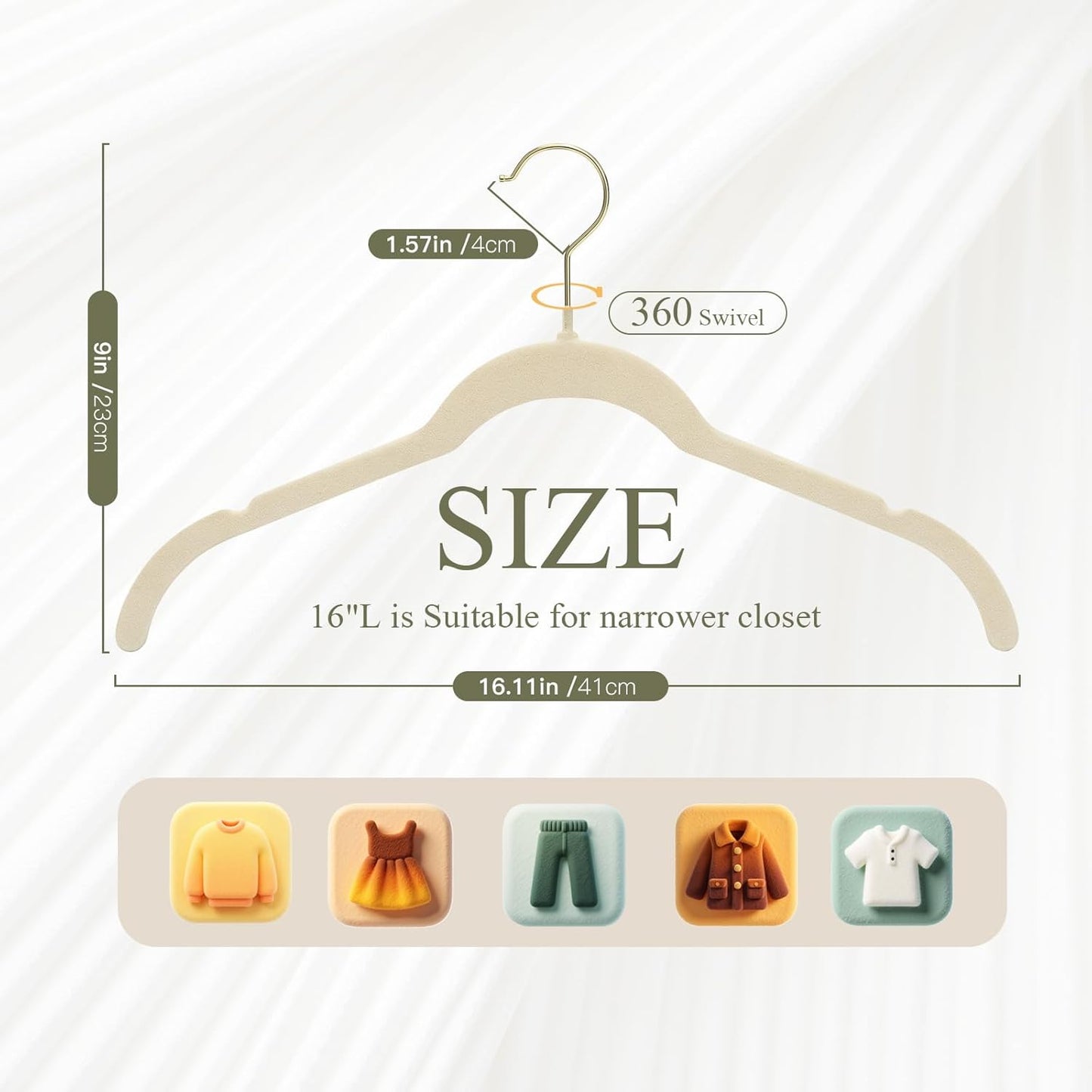 Korpai Velvet Hangers - 30 Pack Non-Slip Durable Slim Space-Saving Felt Hangers with Gold 360° Swivel Hook